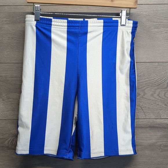 Adidas Blue and White Striped Athletic Shorts Mens Size Medium - Picture 1 of 7